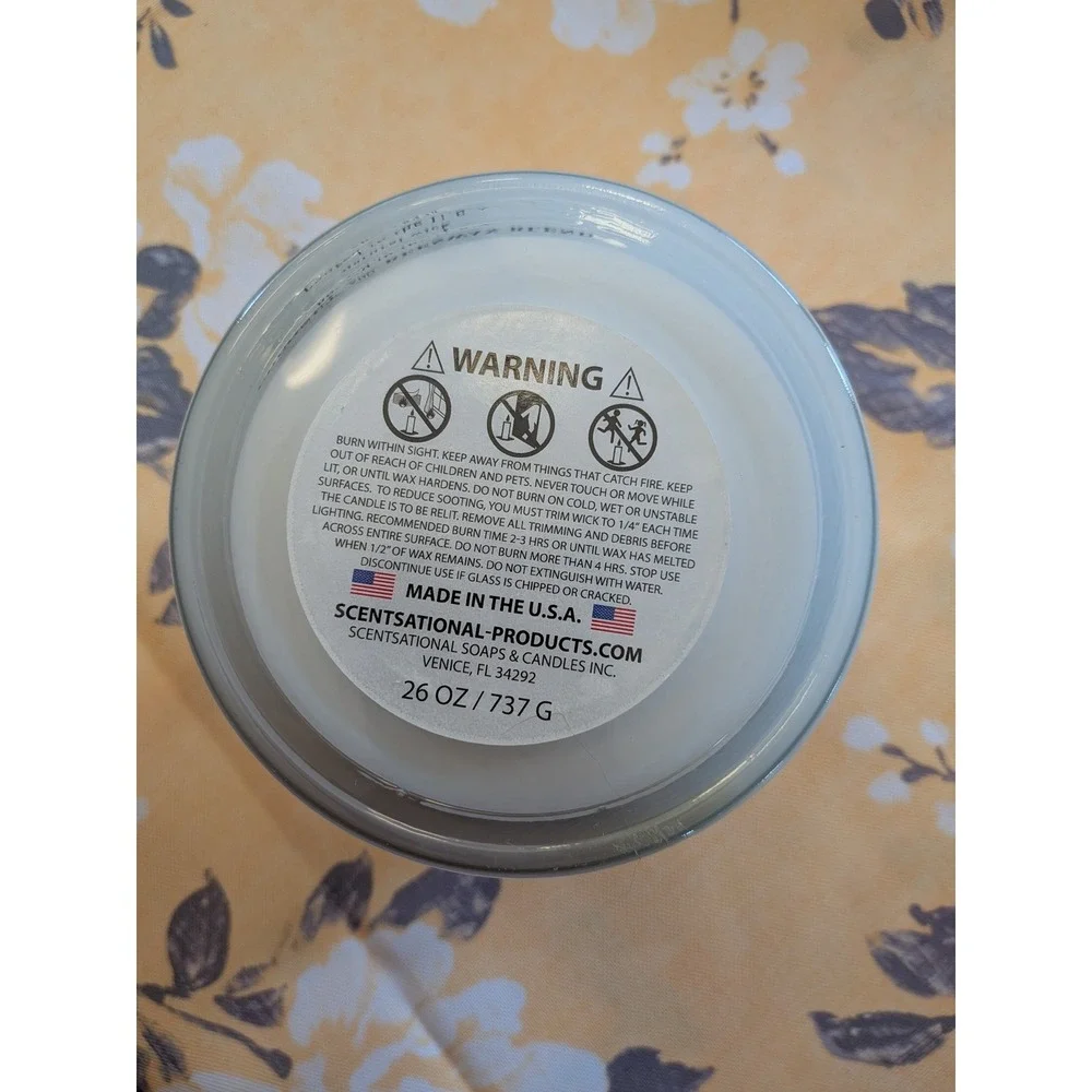 Scentsational White Magnolia 26oz Candle - 3-Wick Coconut/Beeswax -‎ Used